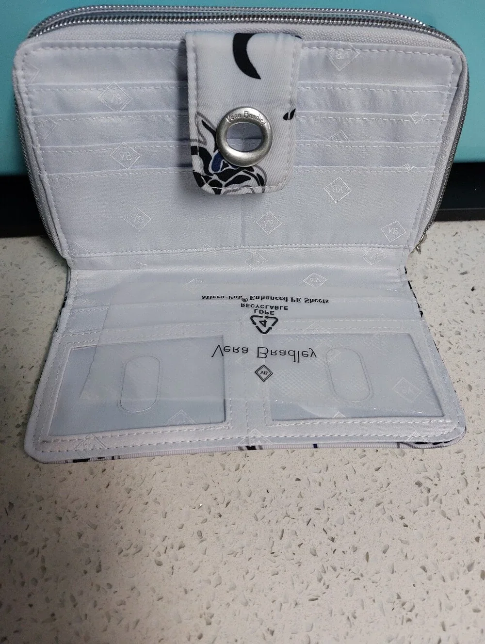Vera Bradley Turnlock Wallet Performance Twill Twilight Garden NWOT